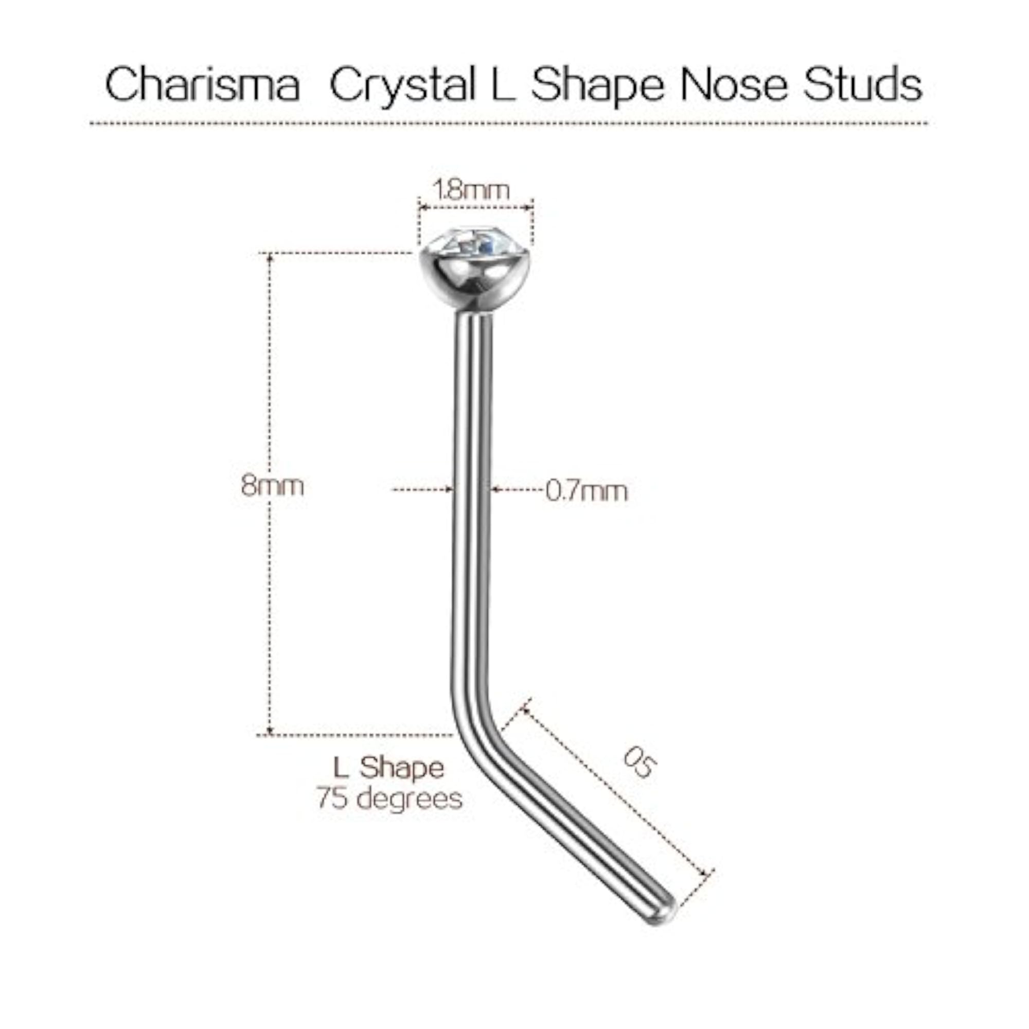 Stainless Steel Rhinestone Crystal Nose Ring Bone Stud Bars
